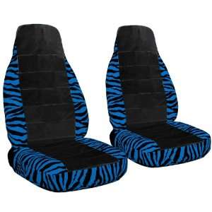  2 Blue Zebra frame seat covers with a Black center for a 
