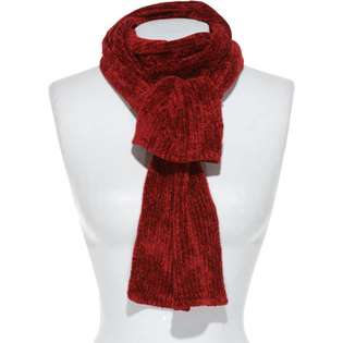 262 Rib Knit Rayon Chenille Scarf (Red) 
