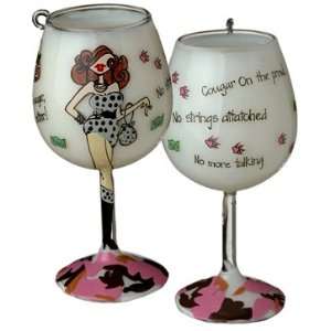  Bottoms Up Cougar Brunette Mini Wine Glass Ornament