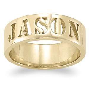  SCULPTED STERLING 18K Gold over Sterling Stencil Name Band 