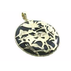  Onyx Occupied Birdhouse Pendant, 14k Gold Jewelry