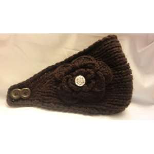 Woman/teen Dark Brown Crochet Flower Winter Headband/ Headwrap   Ear 