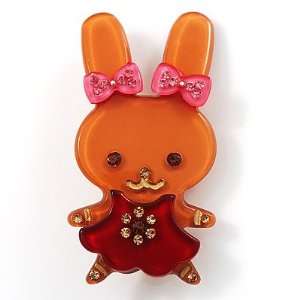  Pretty Ligth Brown Bunny Girl Plastic Brooch Jewelry