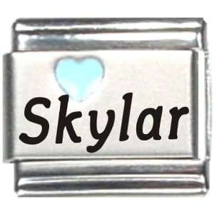  Skylar Light Blue Heart Laser Name Italian Charm Link 
