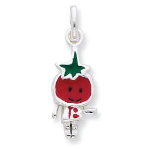  Sterling Silver Enameled Tomato Person Charm Jewelry