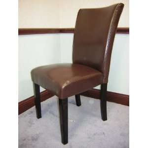   leather like parson dining side chairs W/ black legs
