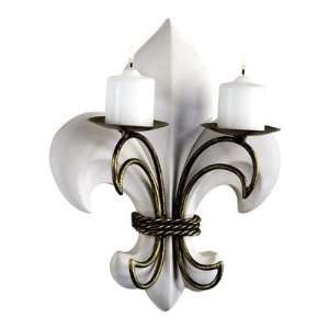  Fleur De Lis Wall Sconce in White and Gold