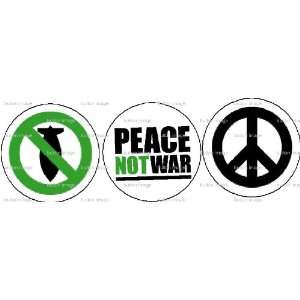    WAR Pinback Buttons Peace Signs Symbol No Not War 