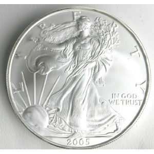  2005 US MINT AMERICAN SILVER EAGLE $1 DOLLAR UNC COIN 
