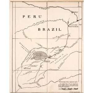  1912 Lithograph Map South America Brazil Peru River Javary 