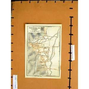  MAP 1912 STREET PLAN BAGNERES DE LUCHON FRANCE TOWN