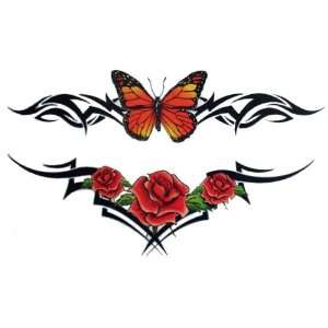  Glitter Butterfly and Roses Temporary Tattoo Body Art 