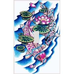  Koi Carps and Water Lilies Decorative Switchplate Cover 