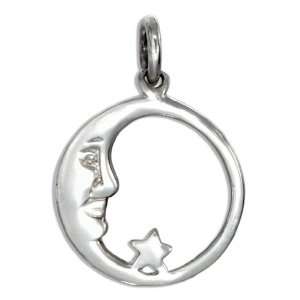  Nebula Tech Metal Open Crescent Moon and Star Charm 