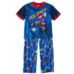  Mario Boys 2 Piece Short Sleeve Pajama Set   Blue, S (6 7 
