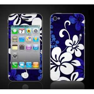 iPhone 4 Hibiscus Hawaiian Flowers Blue Hawaii Vinyl Skin kit fits 4th 