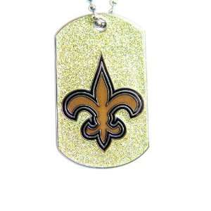  New Orleans Saints Dog Fan Tag Glitter Necklace 