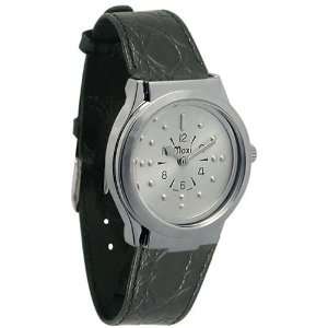  Mens Chrome Quartz Braille with Leather Band Health 