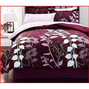  Purple Lavender Leaf & Vines FULL Bed in Bag Comforter Set 