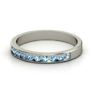  Slim Band, 14K White Gold Ring with Blue Topaz Jewelry
