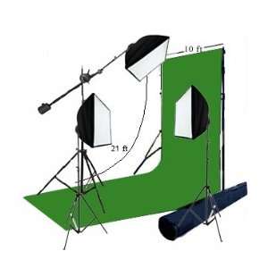 Heavy Weave Chromakey Green Muslin Backdrop with a Stand, boom kit and 