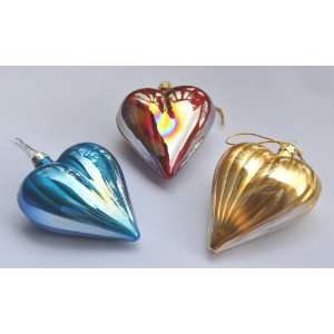  Christmas Ornament Set of Three Hand crafted Heart for 