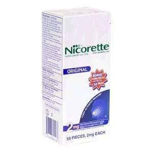  Nicorette Stop Smoking Aid, 2 mg, Original, Gum, Bonus 50 