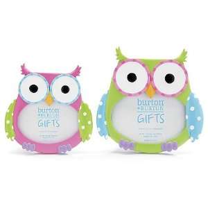  Set of 2 Hootie Cutie OWL Picture Frames Lime Green, Pink 