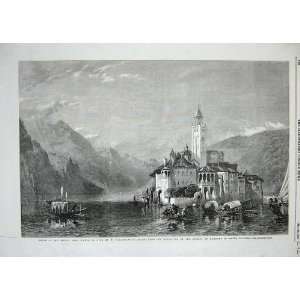  1858 Isola Di San Giulio Lago DOrta Mountains Fine Art 