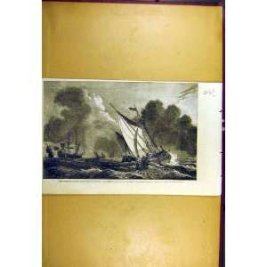   1857 Texel Stormy Weather Boats Ship Vandevelde Print