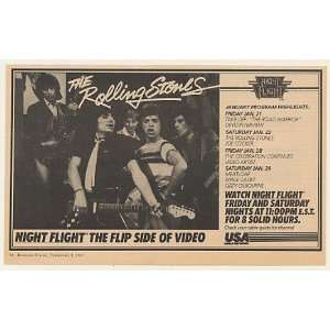  1983 The Rolling Stones Night Flight USA Network Print Ad 