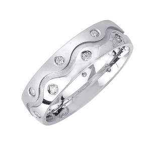  0.32ct Platinum Grooved Diamond Wedding Ring (GH, VS 