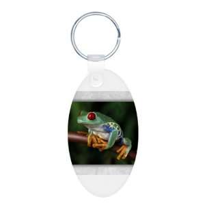  Aluminum Oval Keychain Red Eyed Tree Frog 