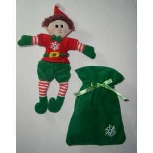 Plush Santas Secret Magic Christmas Elf, 6 Pocket Size Brunette with 