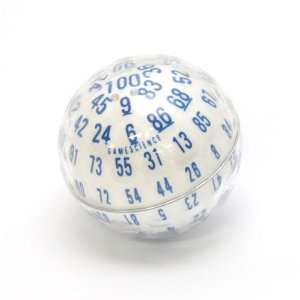  Role Playing Dice   D100 Opaque White & Blue Spherical 
