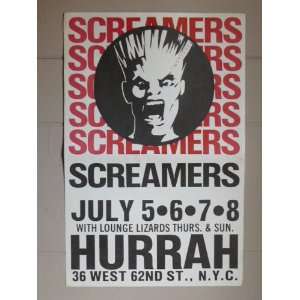  Screamers. Original 1979 NY Hurrah Concert Poster. Tomata 