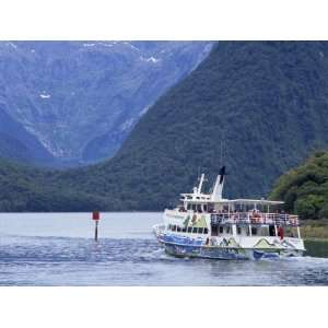  Tourists on a Fiord Boat Tour on the Milford Sound in the 