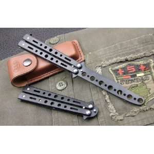  Black Dull Metal Practice Balisong Butterfly Knife Trainer 