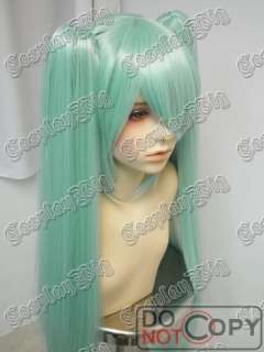   long LIGHT GREEN 2 PONYTAILS VOCALOID MIKU APPEND cosplay WIG  