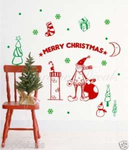 Christmas Decals  Santa is Here   Removable Vinyl art  
