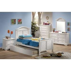  Coaster Merlin Youth 4pc Panel Bedroom Set in White 400121 