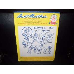   Aunt Marthas HOT IRON TRANSFERS #3826 Herbs in Pots 