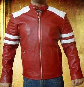 Mayhem Brad Pitt Fight Club Red Biker Leather Jacket  