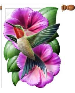 Ruby Throated Hummingbird Hibiscus Flower Lg Flag RCS  
