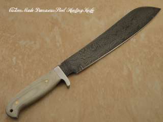 HUGE CUSTOM MADE BLACK EDGE DAMASCUS STEEL HUNTING KNIFE (A MASTER 