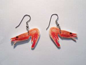 SHRIMP EARRINGS CHARMS SEALIFE SEAFOOD  