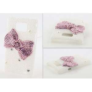  Sprinkles with pink 3D Bow Pearl Silver Hard Skin Case 