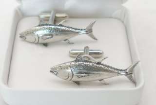 Tuna Fish Cufflinks in Fine English Pewter, hand made  