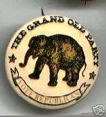 Vote REPUBLICAN old ELEPHANT logo pin 1960s  