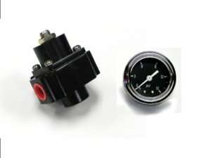 Billet Fuel Pressure Regulator 3/12 PSI Black w/ Gauge  